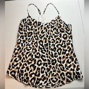 J.Crew Camisole Top Womens Size 0 Brown Animal Leopard Print Scalloped Mobwife